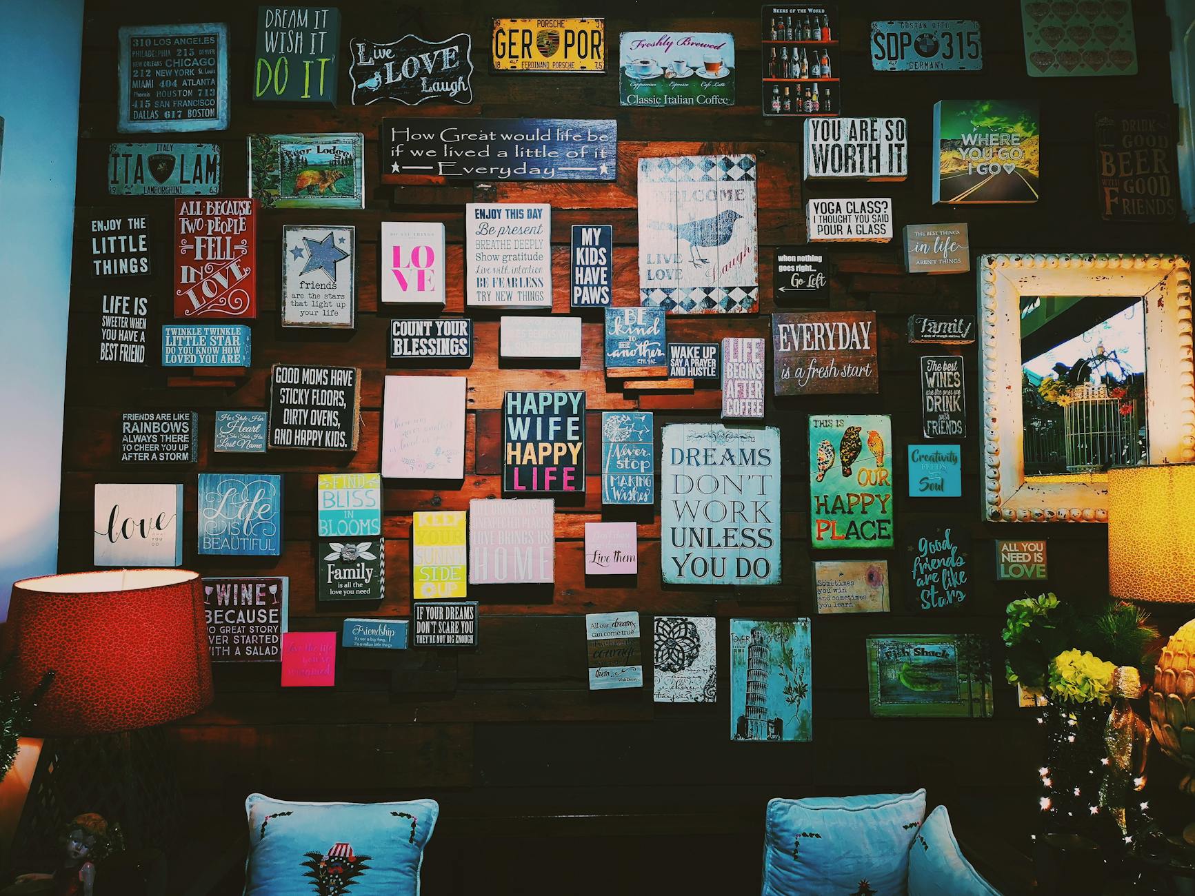 photo of assorted letter board quote hanged on wall